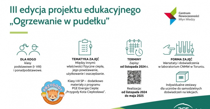 „OGRZEWANIE w pudełku” - rusza III edycja programu edukacyjnego PGE Toruń i Centrum Nowoczesności Młyn Wiedzy