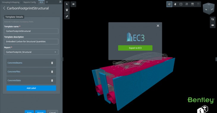 Firma Bentley Systems ogłasza integrację narzędzia EC3 z platformą Bentley iTwin na potrzeby obliczania emisji dwutlenku węgla przez infrastrukturę